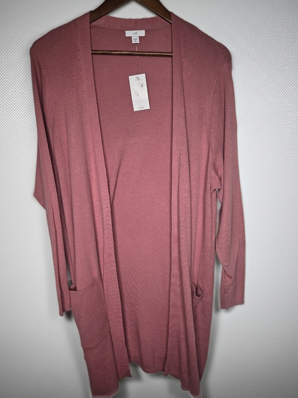 NWT J.Jill Pink Open Front Longline Cardigan Comfy Sweater Knit Duster XL-P